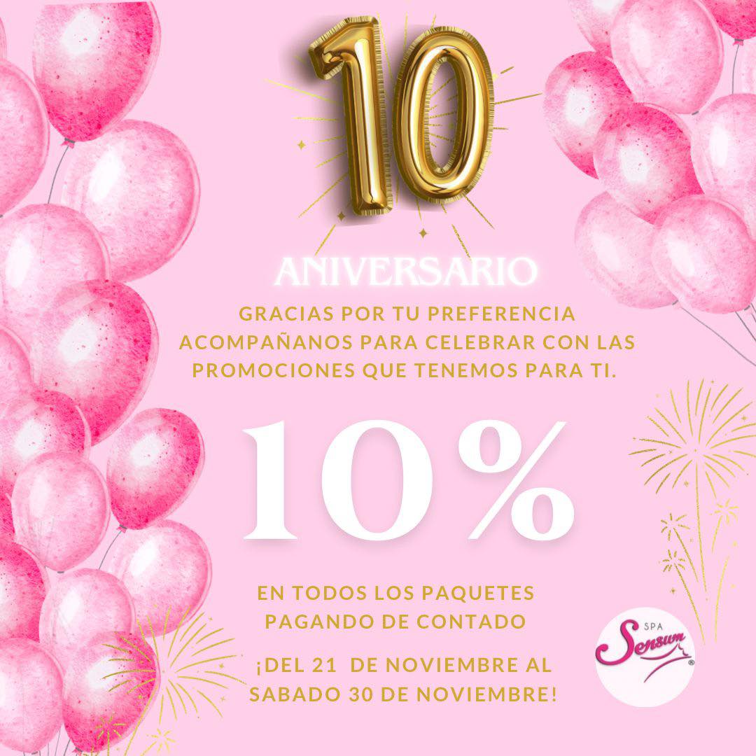 Promociones de aniversario Sensum Spa